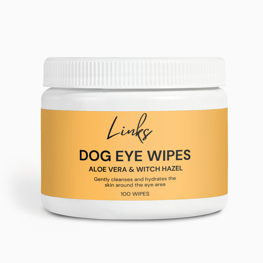 Our dog eye wipes make it easy to clean around your dog's eyes to remove tear stains and debris. These wipes come pre-moistened, ready to use. They contain 100% Natural Ingredients, including moisturizing agents such as Aloe Vera, and calming actives, such as Witch Hazel. While gently cleaning the area, the product will also control dryness and help eye area feel smoother.